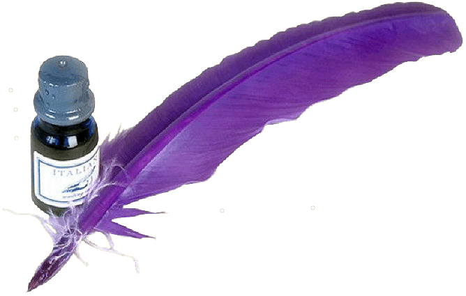 A purple feather next to a bottle of essential oil.