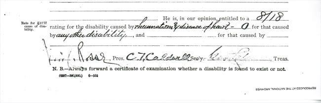 A close up of an old medical certificate