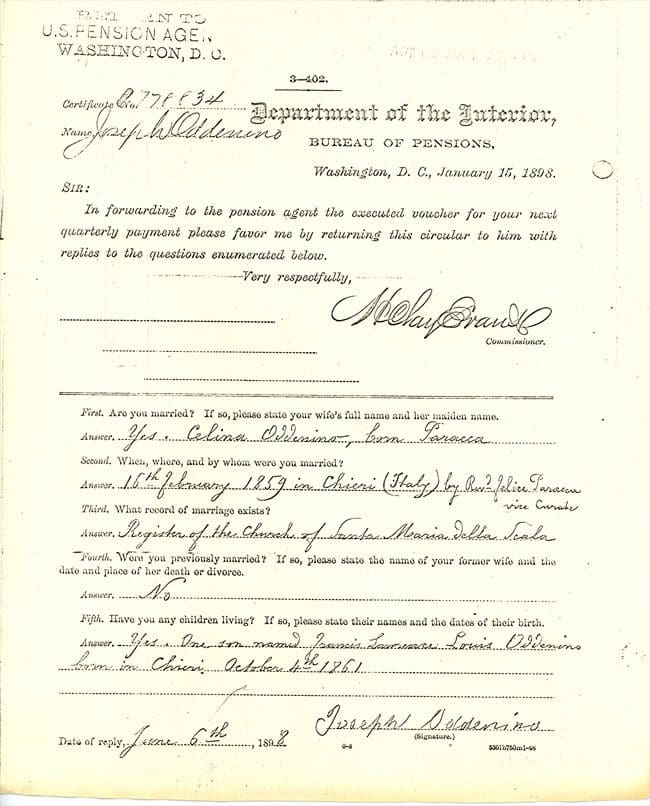 A document is shown with the name of the person.