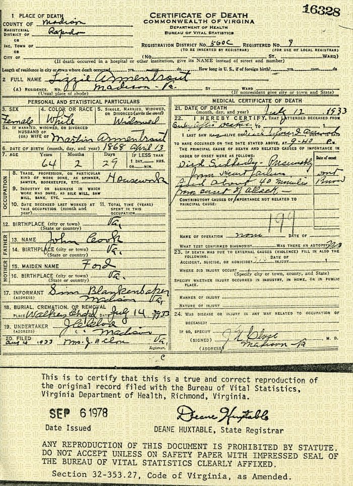 A birth certificate for a man who was born in 1 9 2 0.