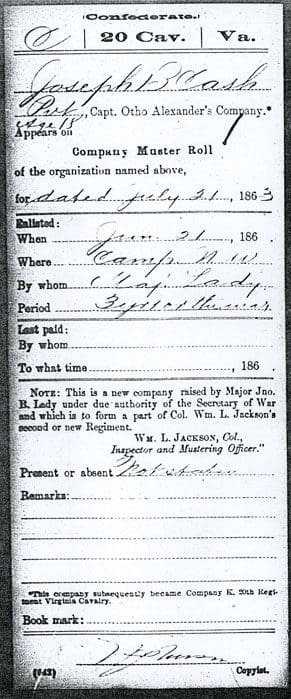 A picture of an old document with the name and address of a man.