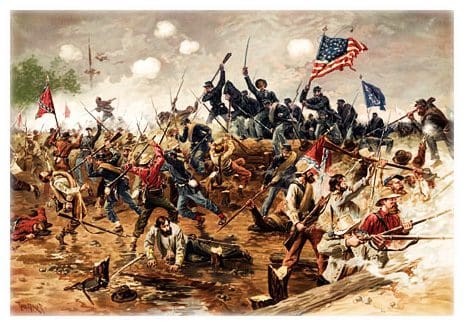 A painting of a civil war battle.