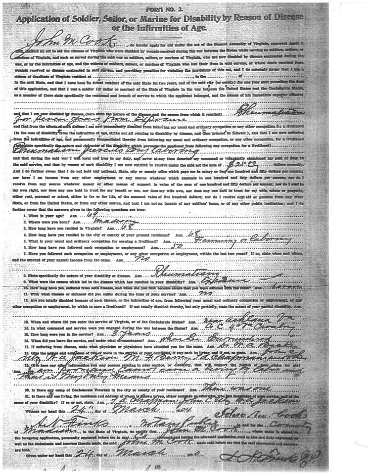 A page of an old document with several lines.