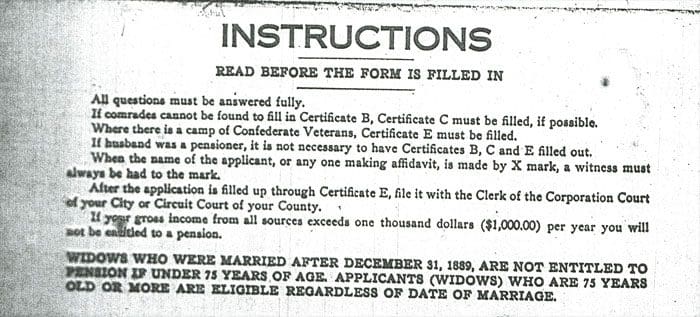 A close up of the instructions for a marriage certificate