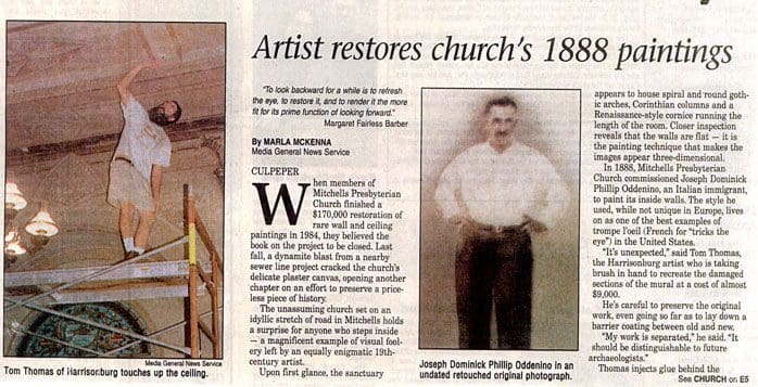 A newspaper article about an artist 's church