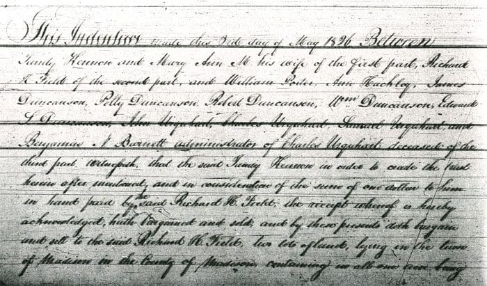 A page of an old document with the date and location.