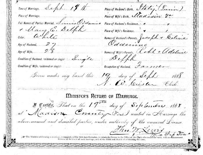 A page of an old document with several different names.