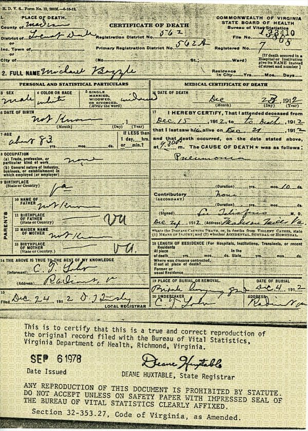 A birth certificate for a woman who was born in 1 9 3 0.