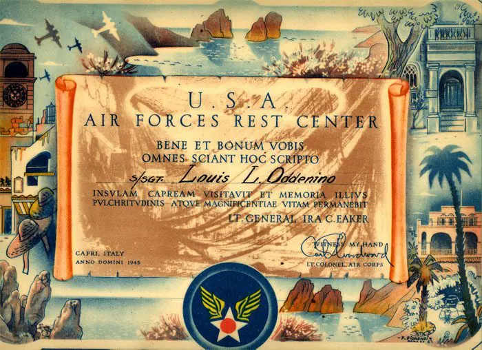 A certificate of appreciation for the u. S. Air force 's rest center