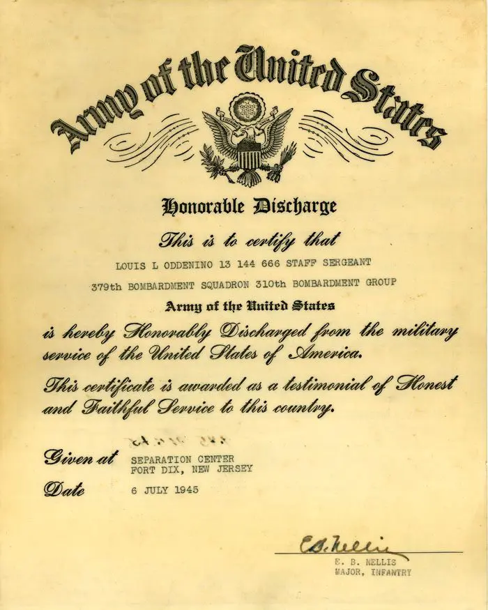 A military certificate of discharge for an army veteran.