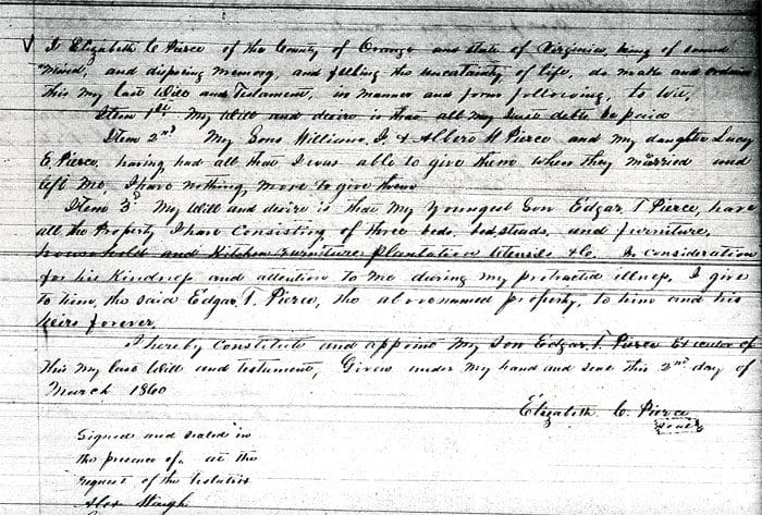 A page of an old document with the date and signature.