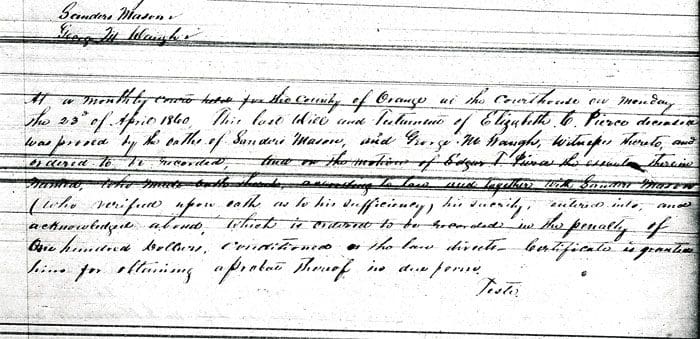 A page of an old document with the name of a person.