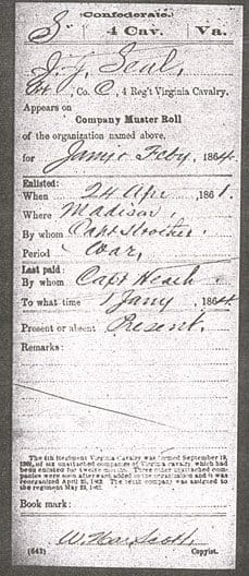 A page of an old time document with the name of a person.