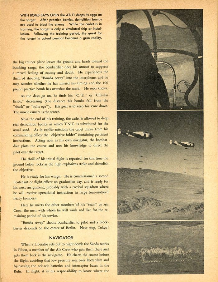 A page from an old magazine with pictures of airplanes.