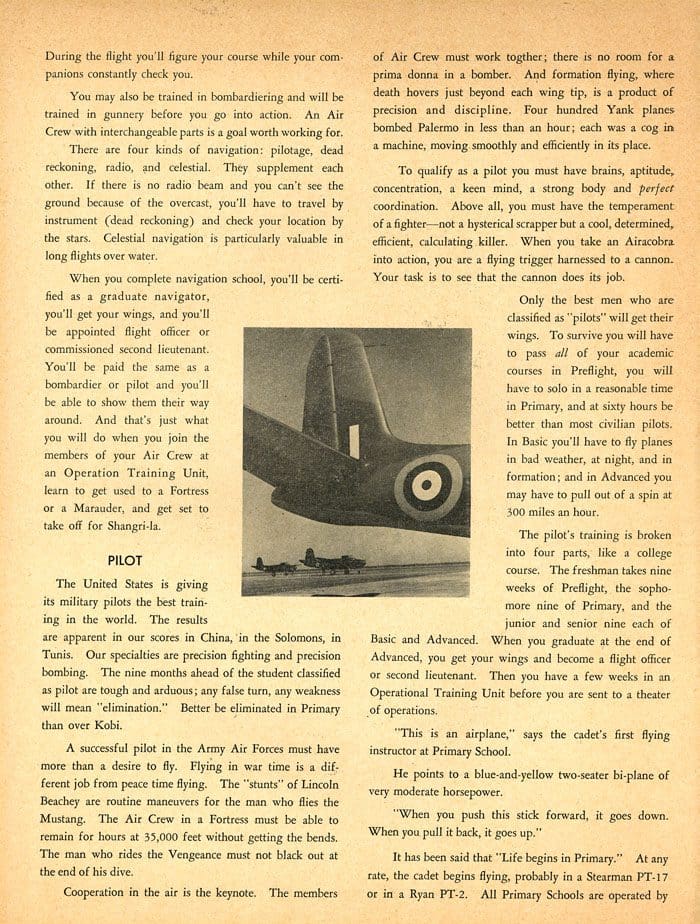 A page from an old magazine with a picture of a plane.