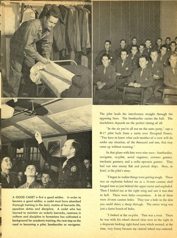 A page from an old magazine with pictures of men in uniform.