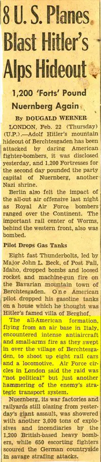 A newspaper article about the bombing of an air force base.