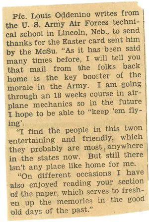 A newspaper article about an easter card.