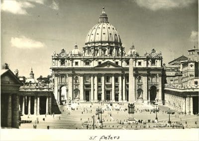 A black and white photo of the dome of st. Peter 's