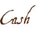 A brown handwritten name of cash