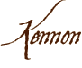 A brown and white logo of kennon