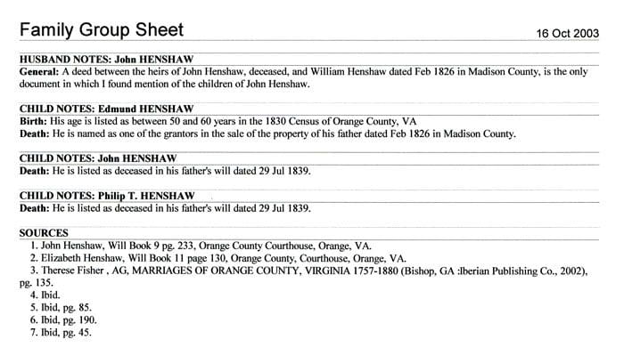 A page of the court records for john henshaw and william henshaw.