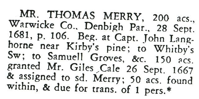 A close up of the name of thomas merry