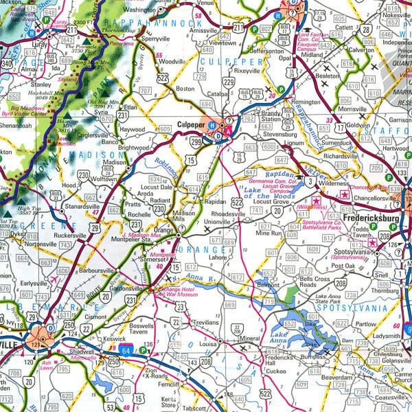 A map of the countryside with many roads.