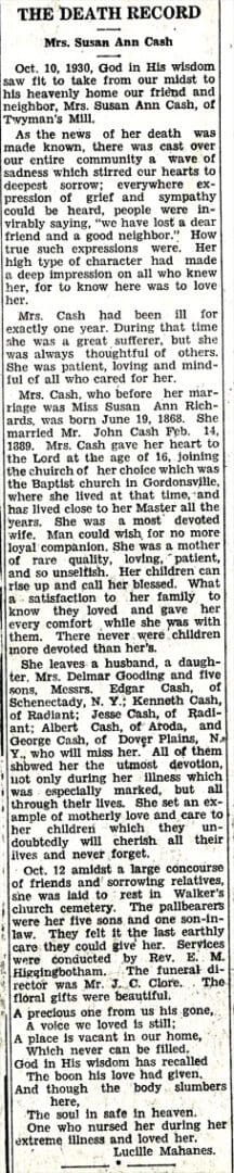 A newspaper article about the birth of a child.