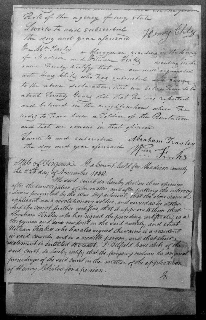 A page of an old document with the name of a person.