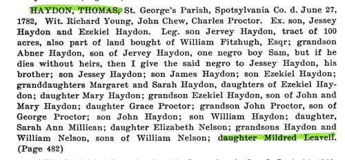 A page of the family tree with names and dates.