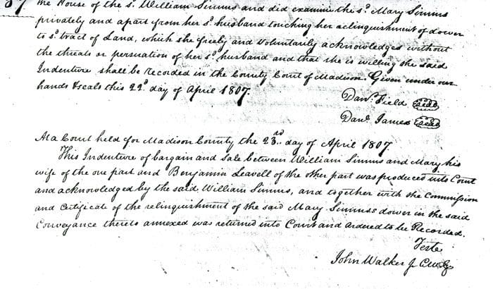 A page of an old document with the date and location.