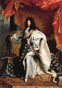 A painting of louis xiv in his coronation robes.