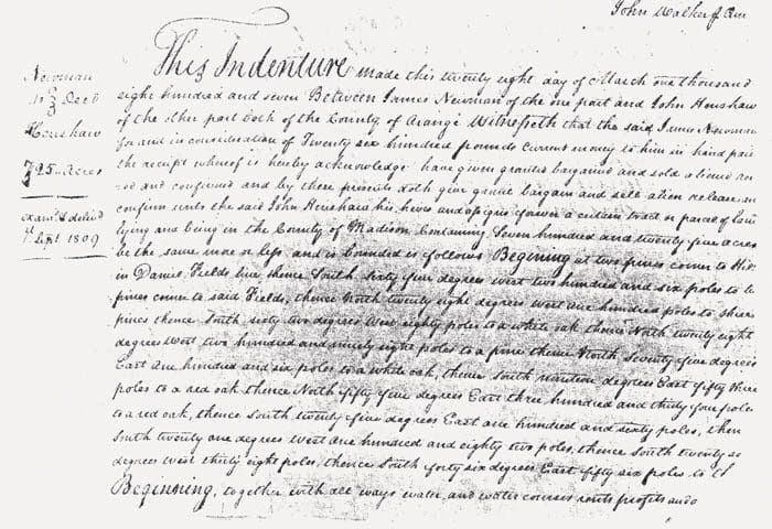 A page of an old document with the word " indenture ".