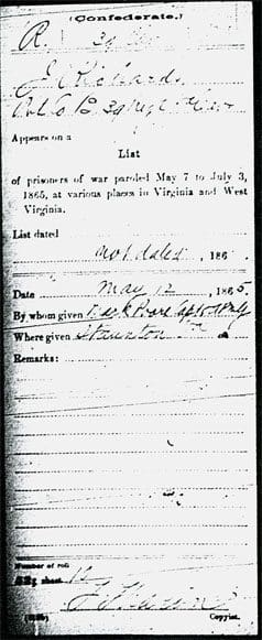 A page of an old time document with the date and location listed.