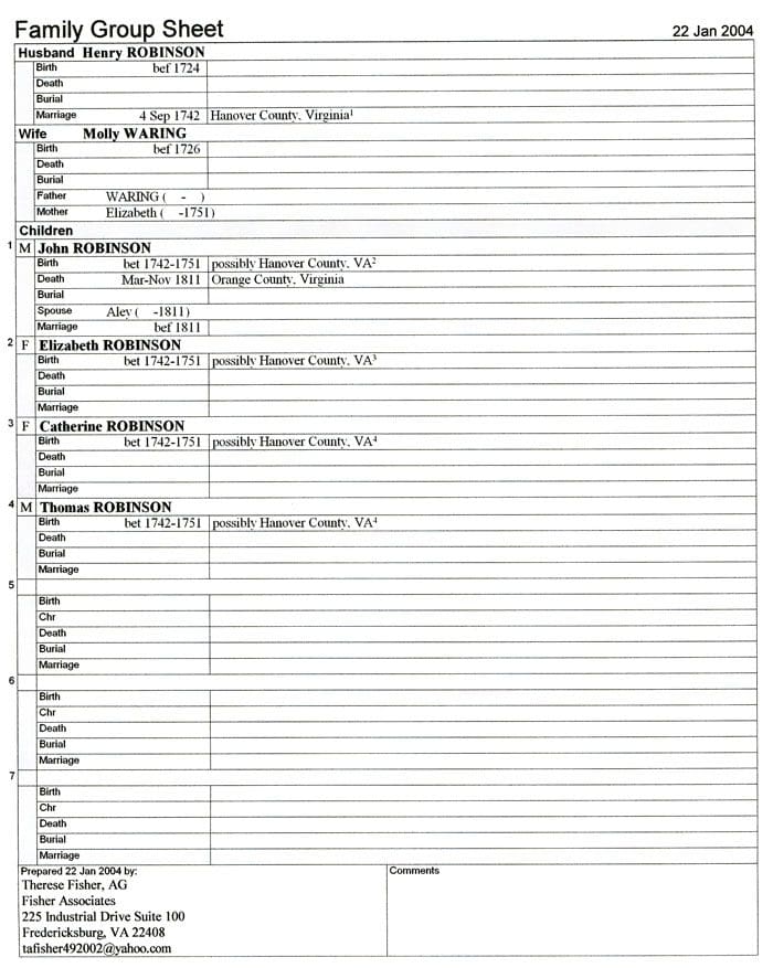 A page of the list of names for each person.