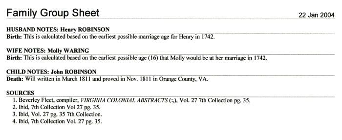 A page of the marriage records for molly and henry.