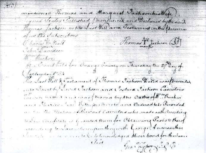 A page of an old document with the name of a person.