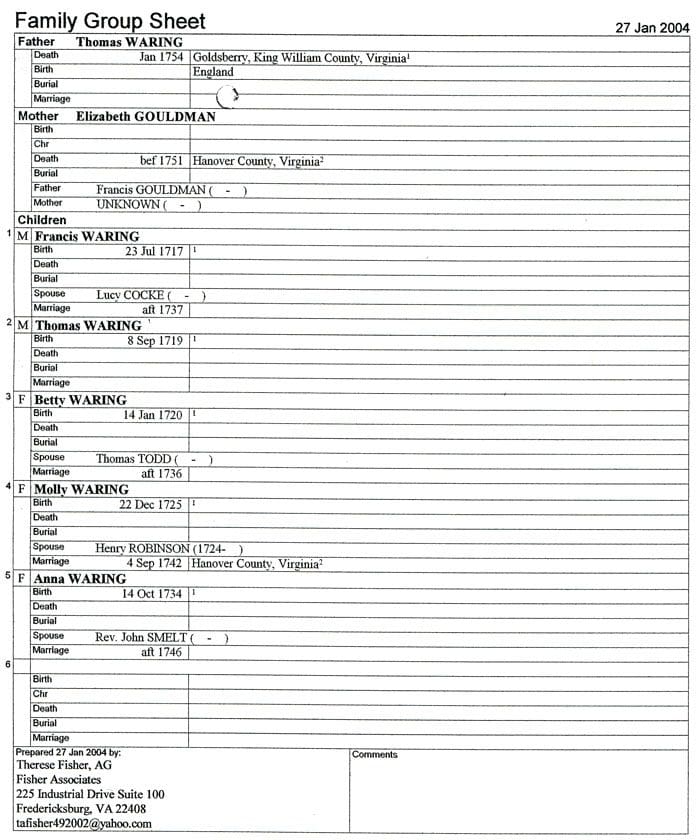 A page of the family tree with names and dates.