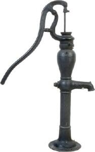 A black water pump with a hose attached to it.