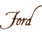 A brown word that is written in cursive.