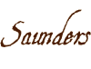 A brown handwritten name of the word " saunders ".