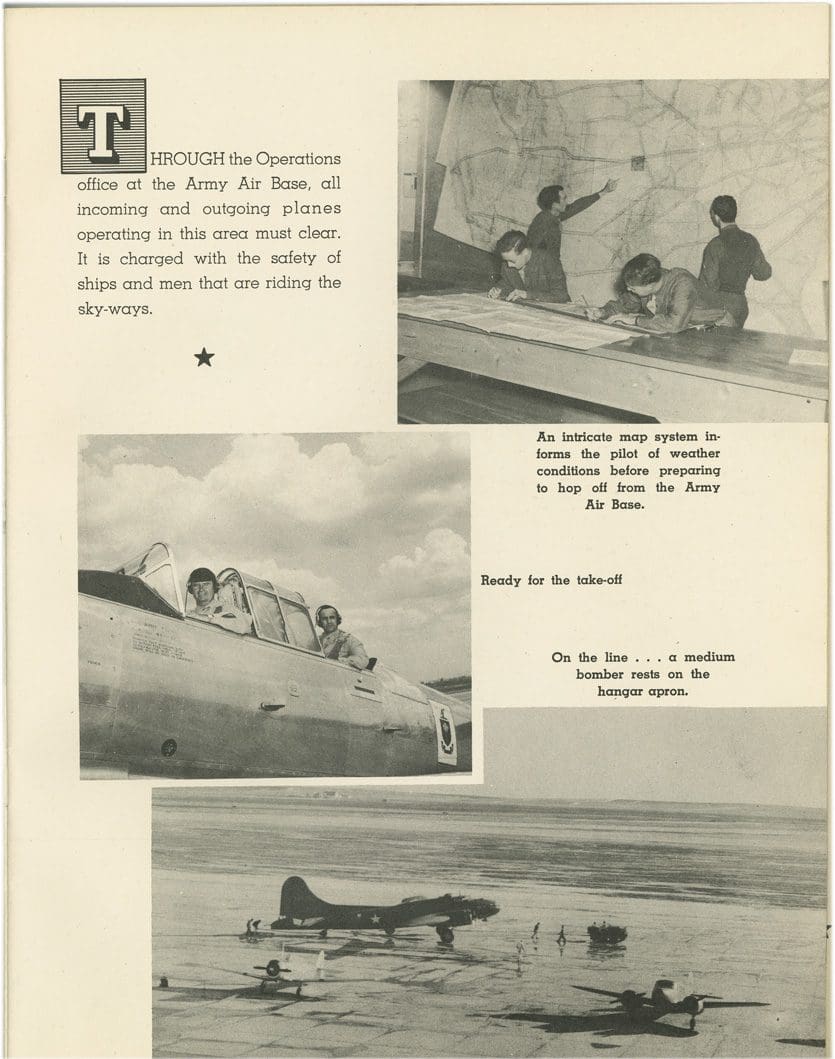 A black and white picture of a plane with people on it.