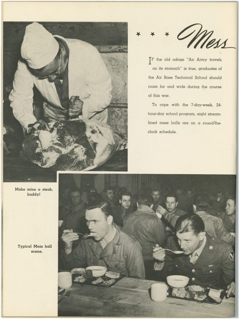 A black and white photo of men eating at a table.